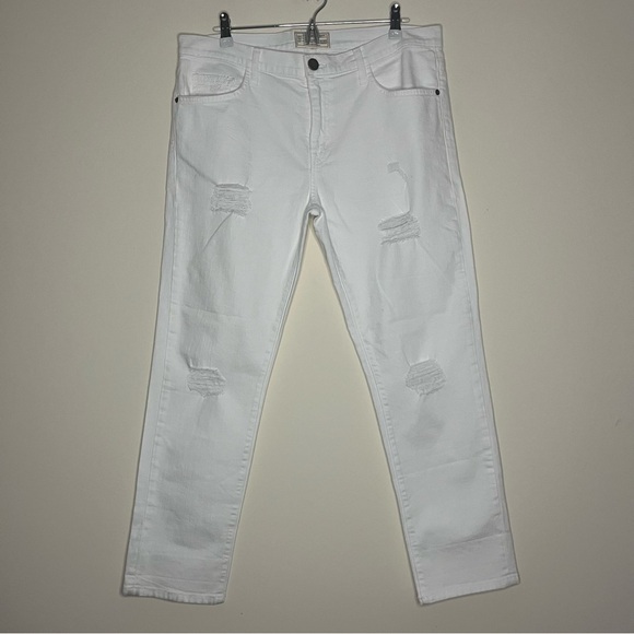 CURRENT/ELLIOT The Fling Distressed White Jeans in Sugar Destroy - Picture 3 of 12